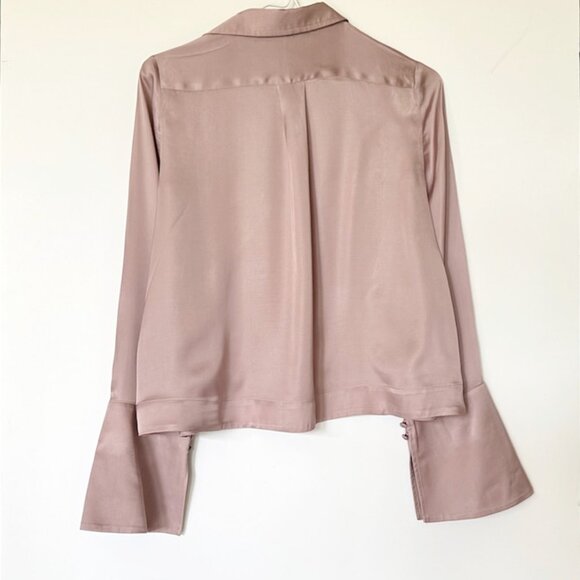 Anthropologie Slky V-Neck Boxy Blouse - Pink XXS - Picture 4 of 7